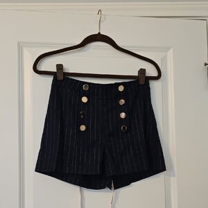 Choosy Elegant Navy Striped High Waist Shorts. Size 0 NWT